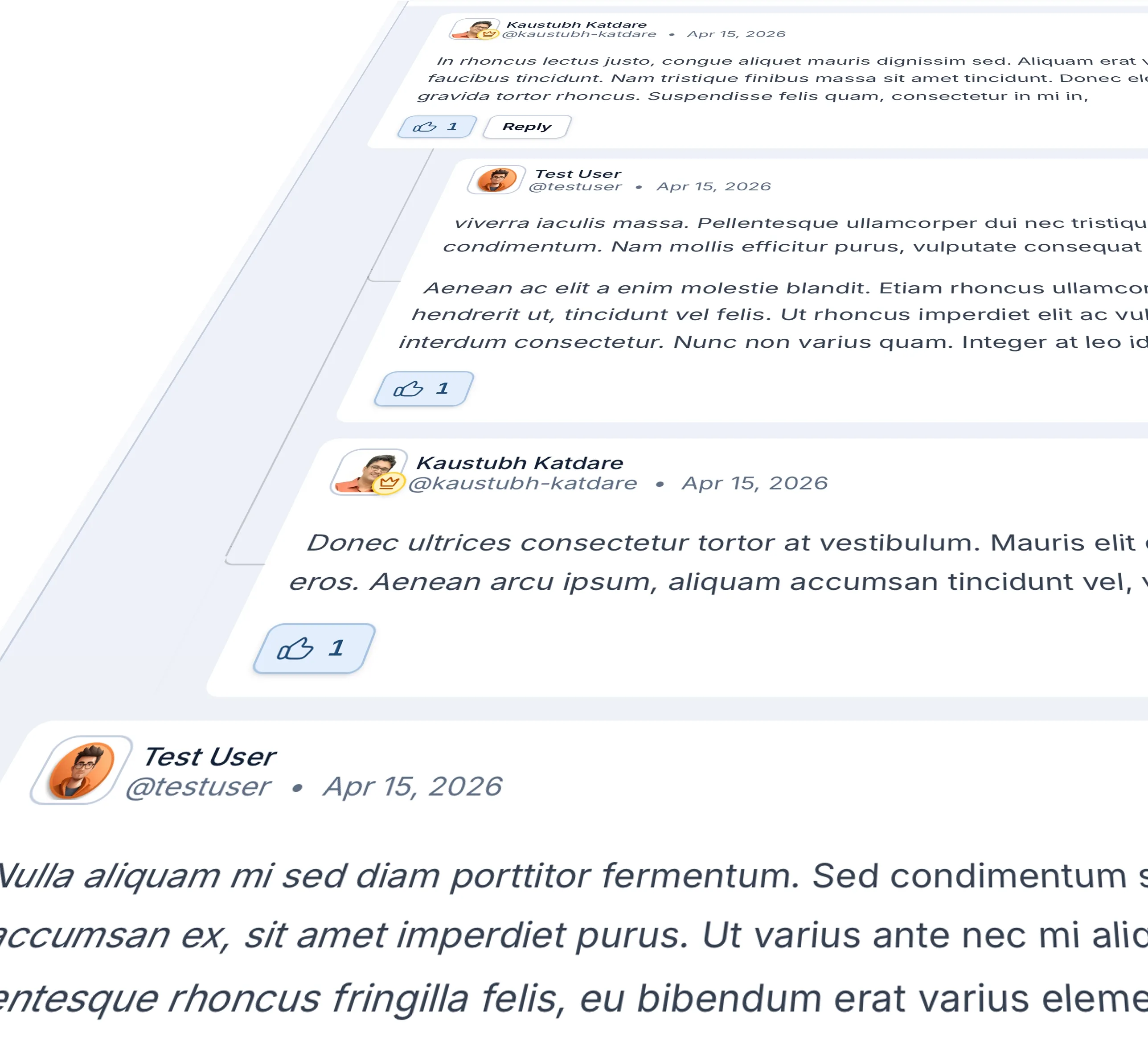 Screenshot of Jatra's nested replies feature