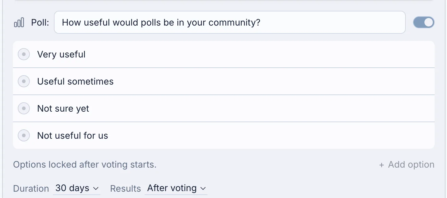 Screenshot of Jatra's Poll System