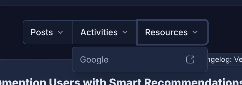 Screenshot of Custom Tab with Added Links in Jatra Community Platform