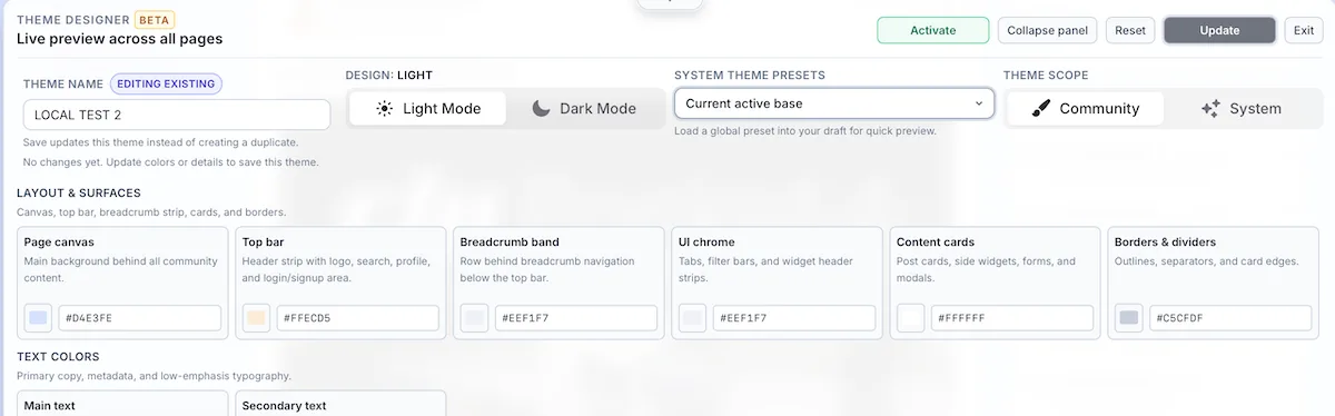 Screenshot of Jatra Theme Customization Options with Update Option