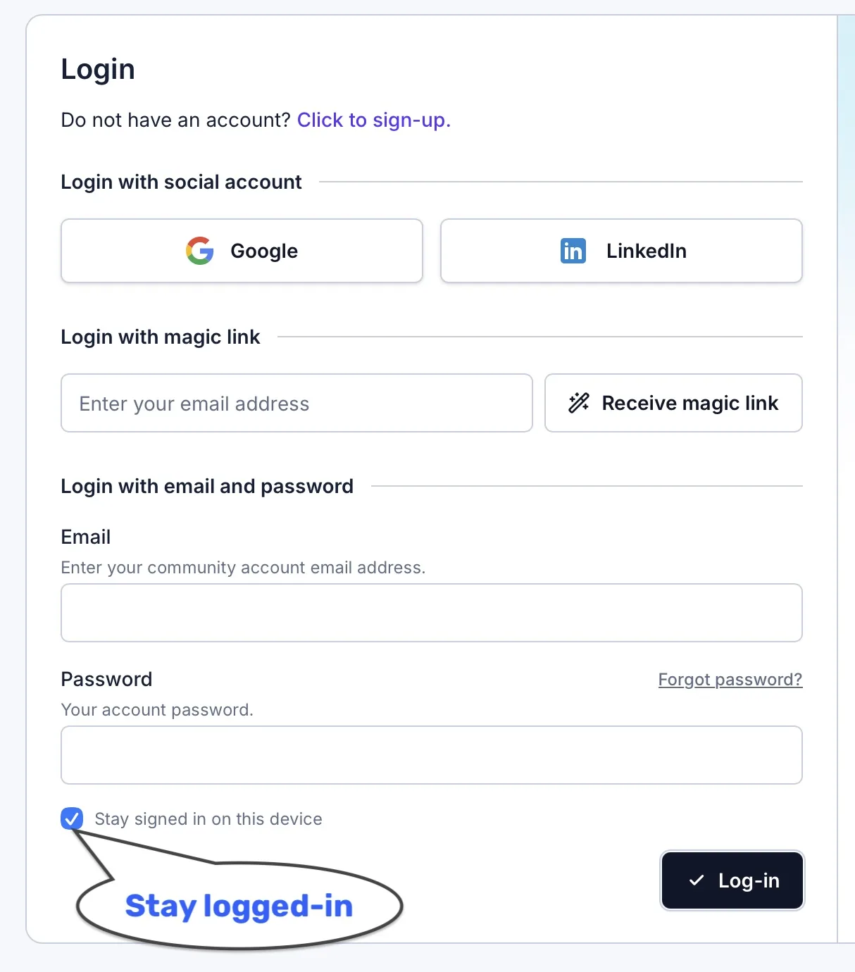 Screenshot of Jatra's Login Window for Session Management with Remember Me Option