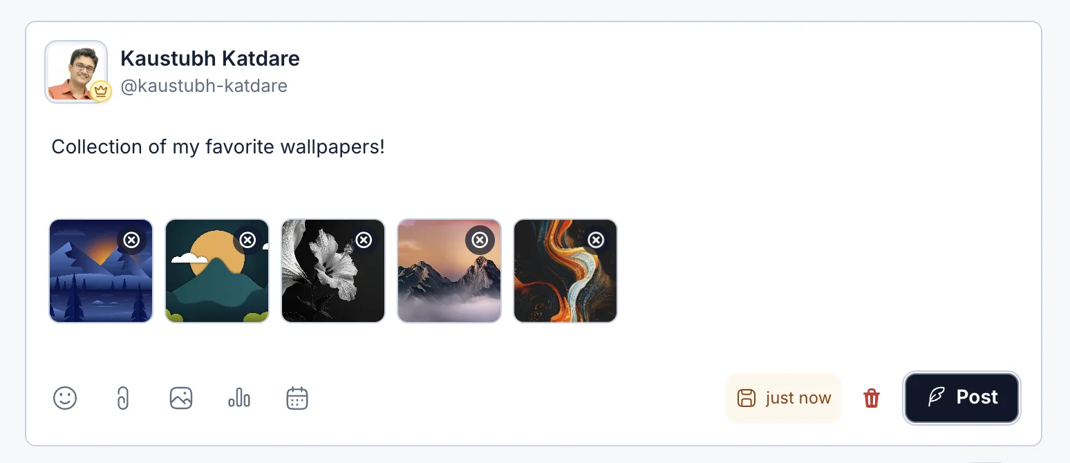 Post 'post-type showing multiple image attachments.