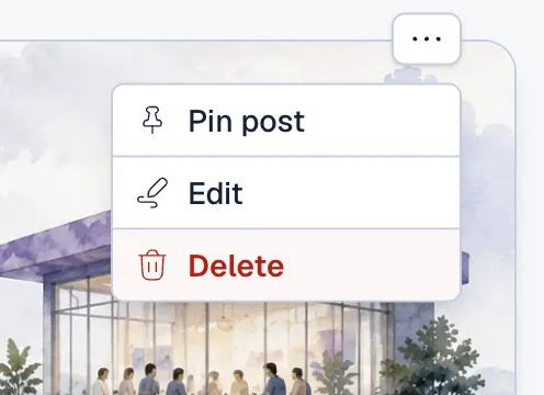 Screenshot showing 'Pinned Post' option in Jatra