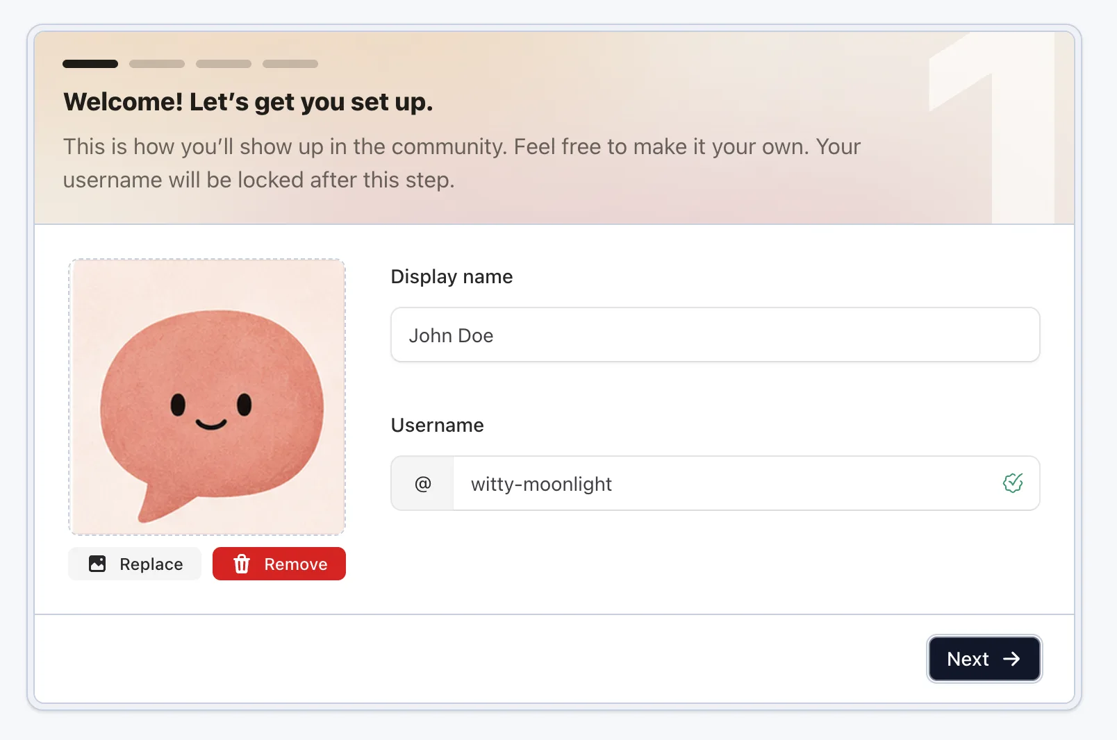 Jatra User Onboarding Screenshot - Custom Profile Display Jatra User Onboarding Screenshot - Custom Profile Display