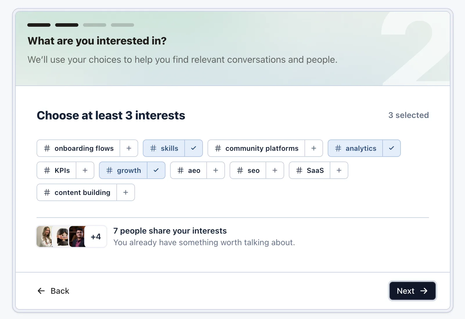 Jatra Onboarding Flow - Select Interests Jatra Onboarding Flow - Select Interests