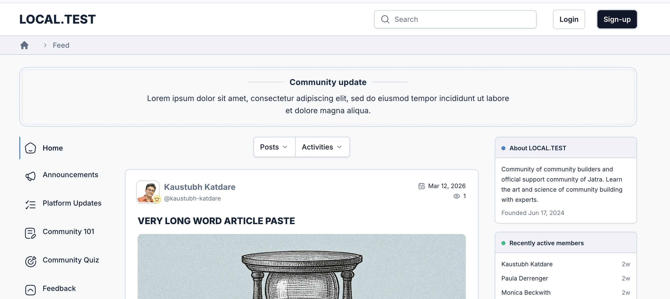 Screenshot of Jatra's sitewide banner / notice section